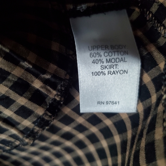 J Jill Mixed Media Black Tan Plaid Long Sleeve Dress Womens MP Medium Petite - Picture 6 of 16